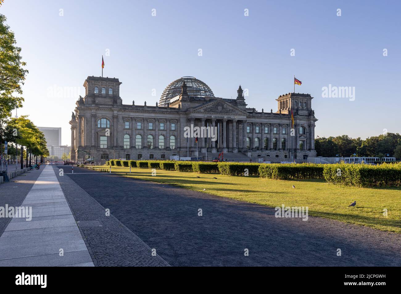 Early morning view of the historic Reichstag building in the city of