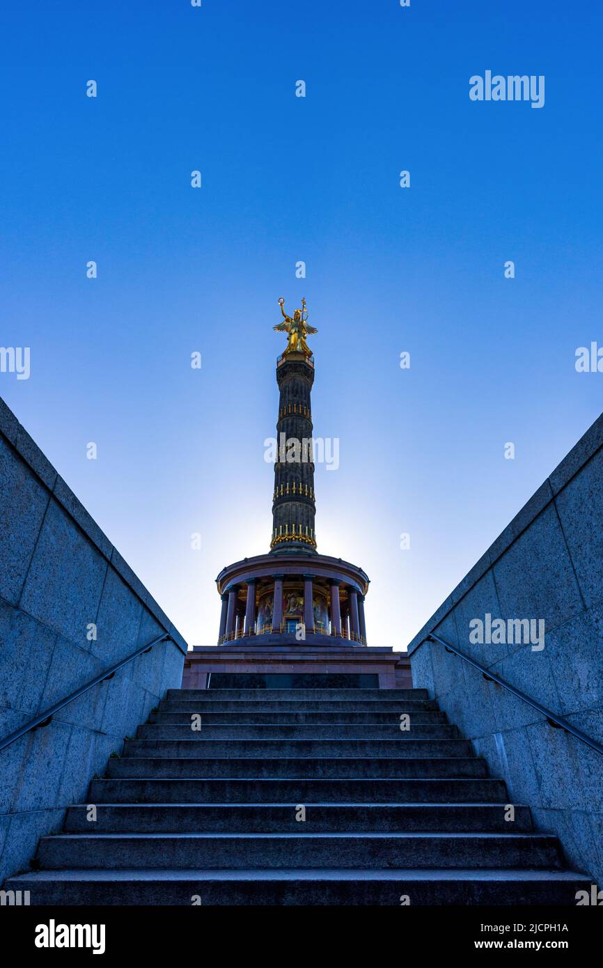 The magnificent Siegessäule (Victory Column) by Friedrich Darke in Tiergarten park, Berlin, Germany. Stock Photo