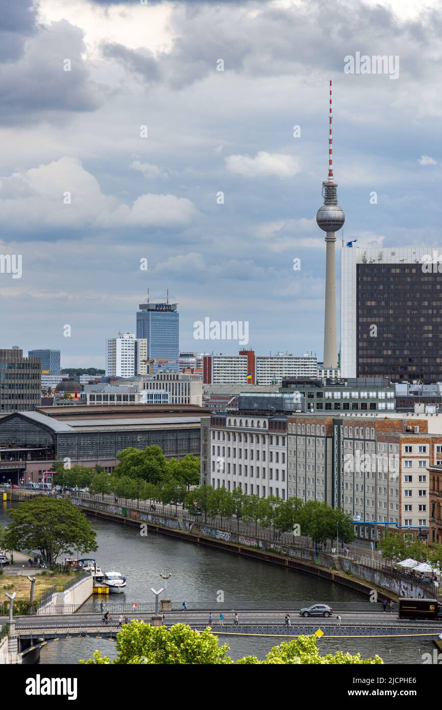 Elevated view over Berlin from the Reichstag building rooftop, Berlin ...