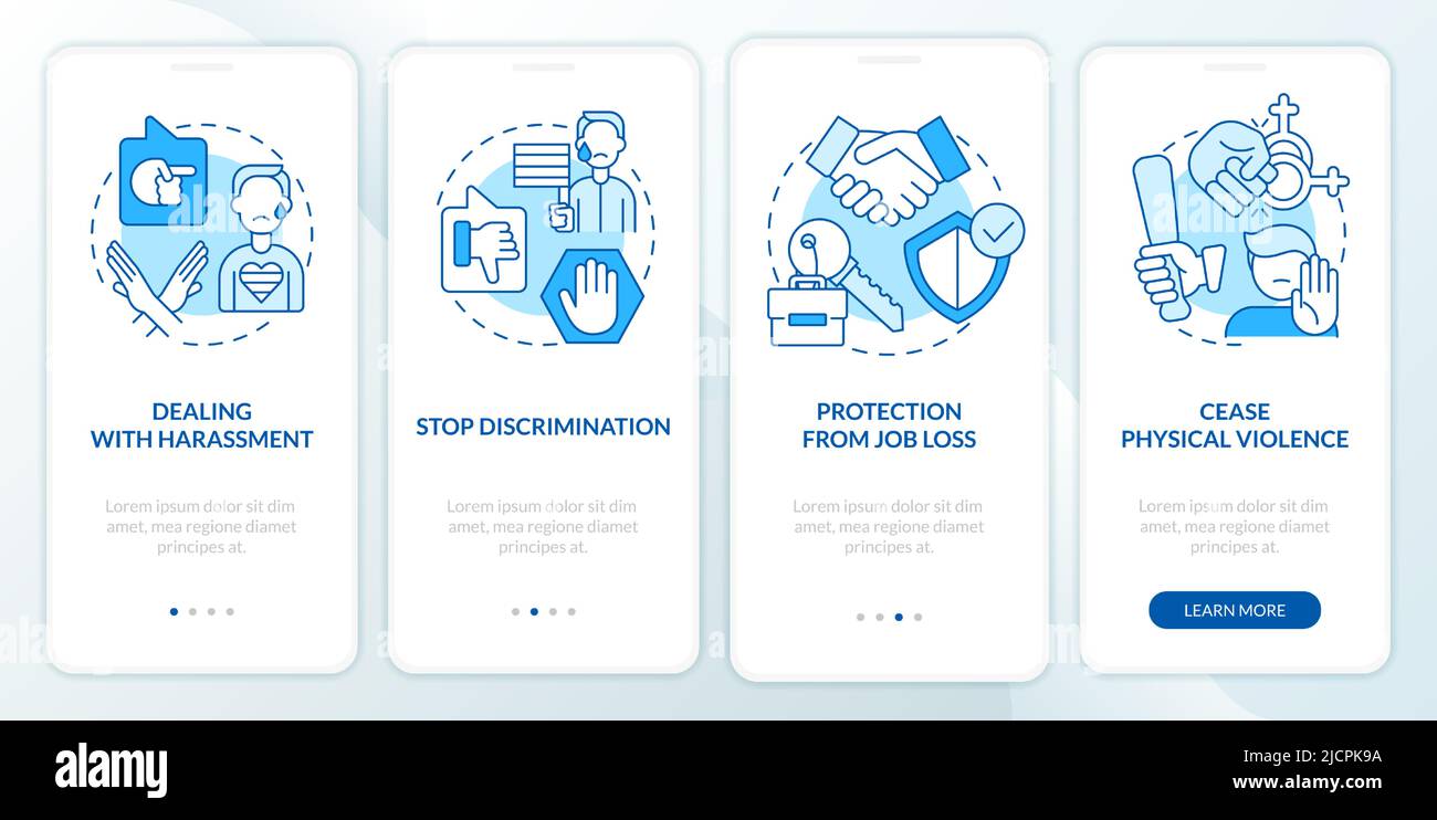 Dealing with lgbt issues blue onboarding mobile app screen Stock Vector