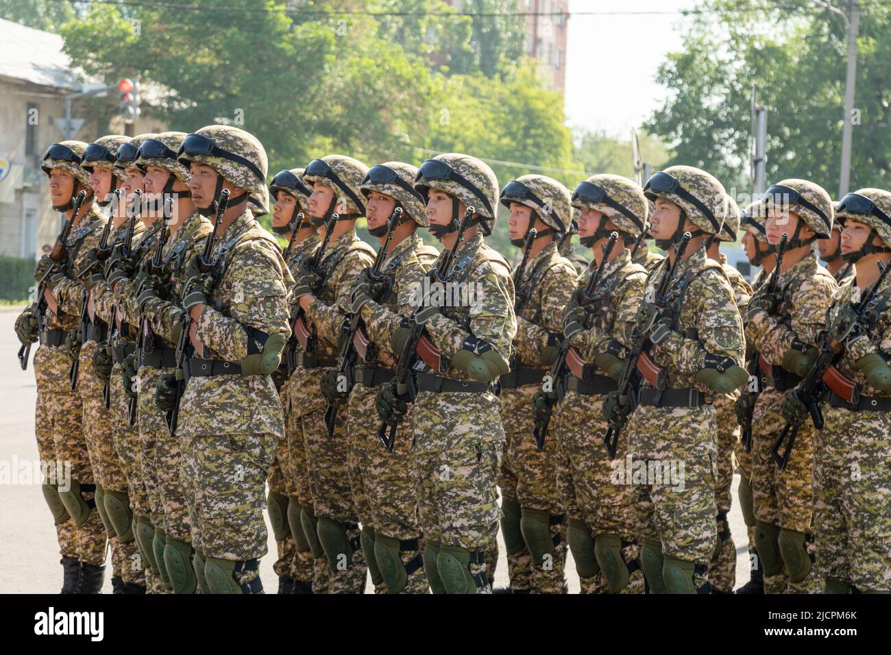 Bishkek, Kyrgyzstan - May 9, 2022: Kyrgyzstan army forces marching ...