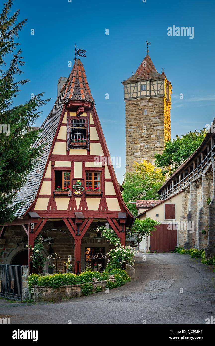 The so called Gerlachschmiede, an old Blacksmith House. Rothenburg ob der Tauber - Germany Stock Photo