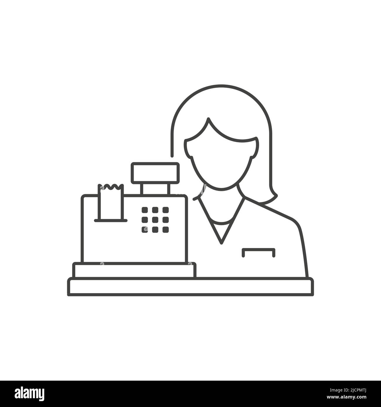 Cashier outline icon on white background. Editable stroke. Vector ...