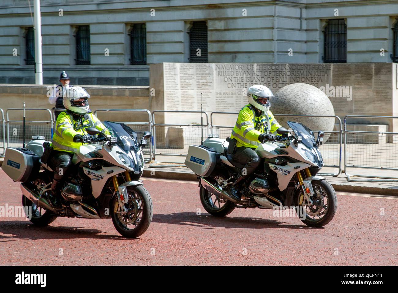 Police Special Escort Group motorcyclists in London, England, United Kingdom on Wednesday, May 18, 2022.Photo: David Rowland / One-Image.com Stock Photo