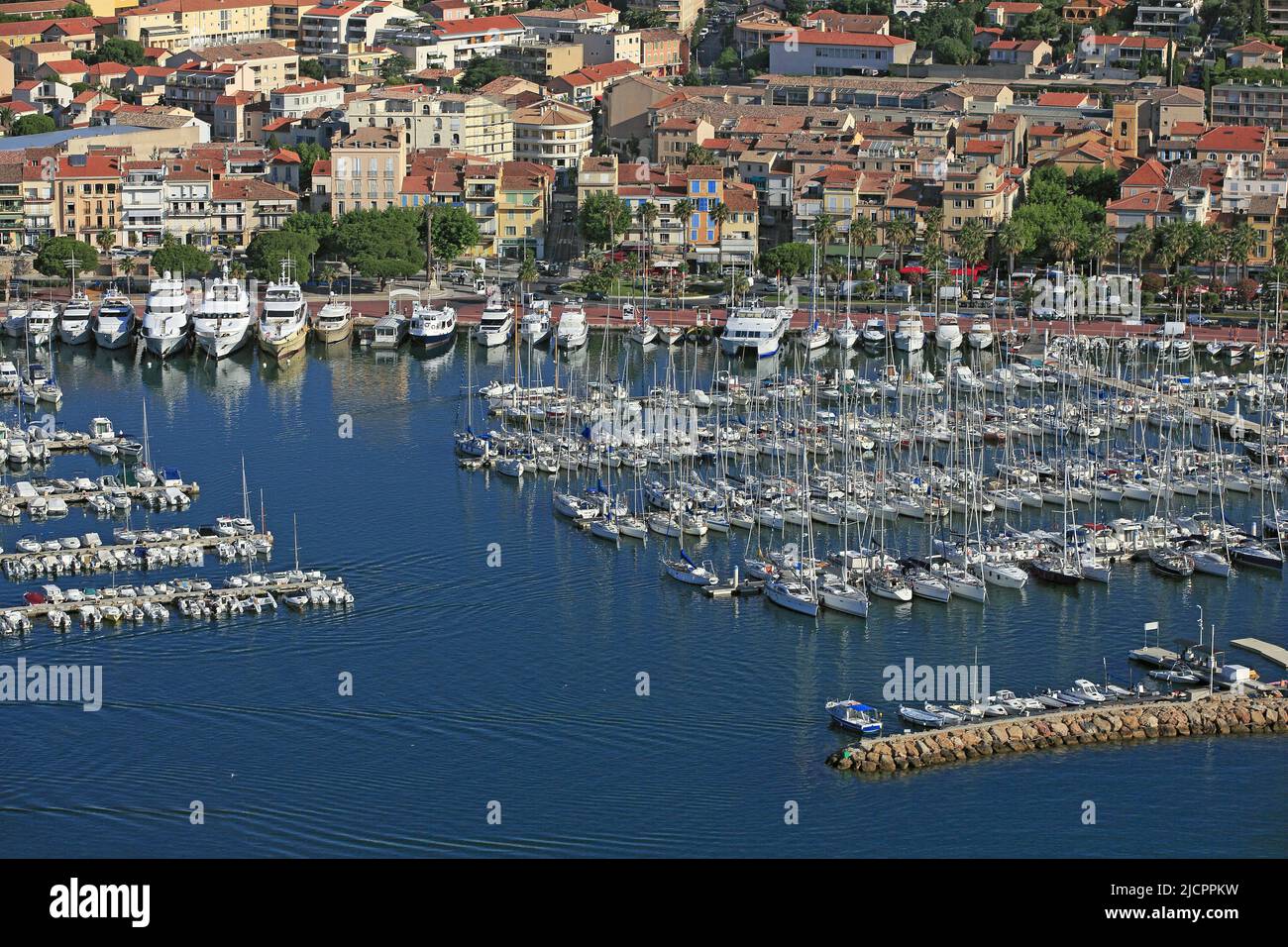 France, Var, Bandol, a port city on the Mediterranean (aerial photo) Stock Photo