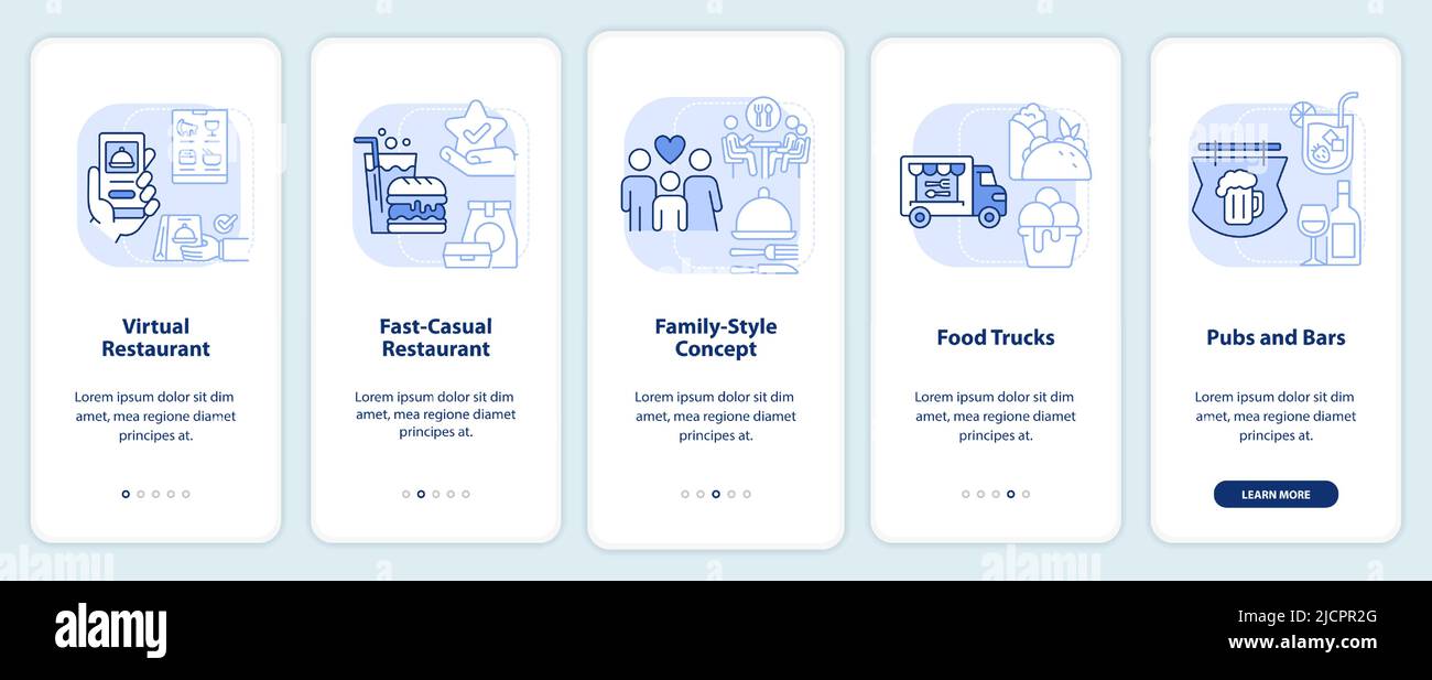 Trend restaurant concepts light blue onboarding mobile app screen Stock ...