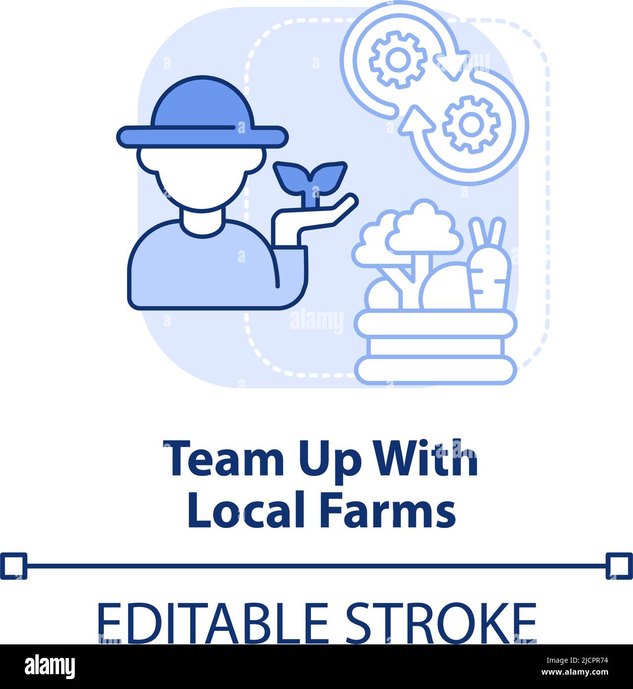 Team up with local farms light blue concept icon Stock Vector
