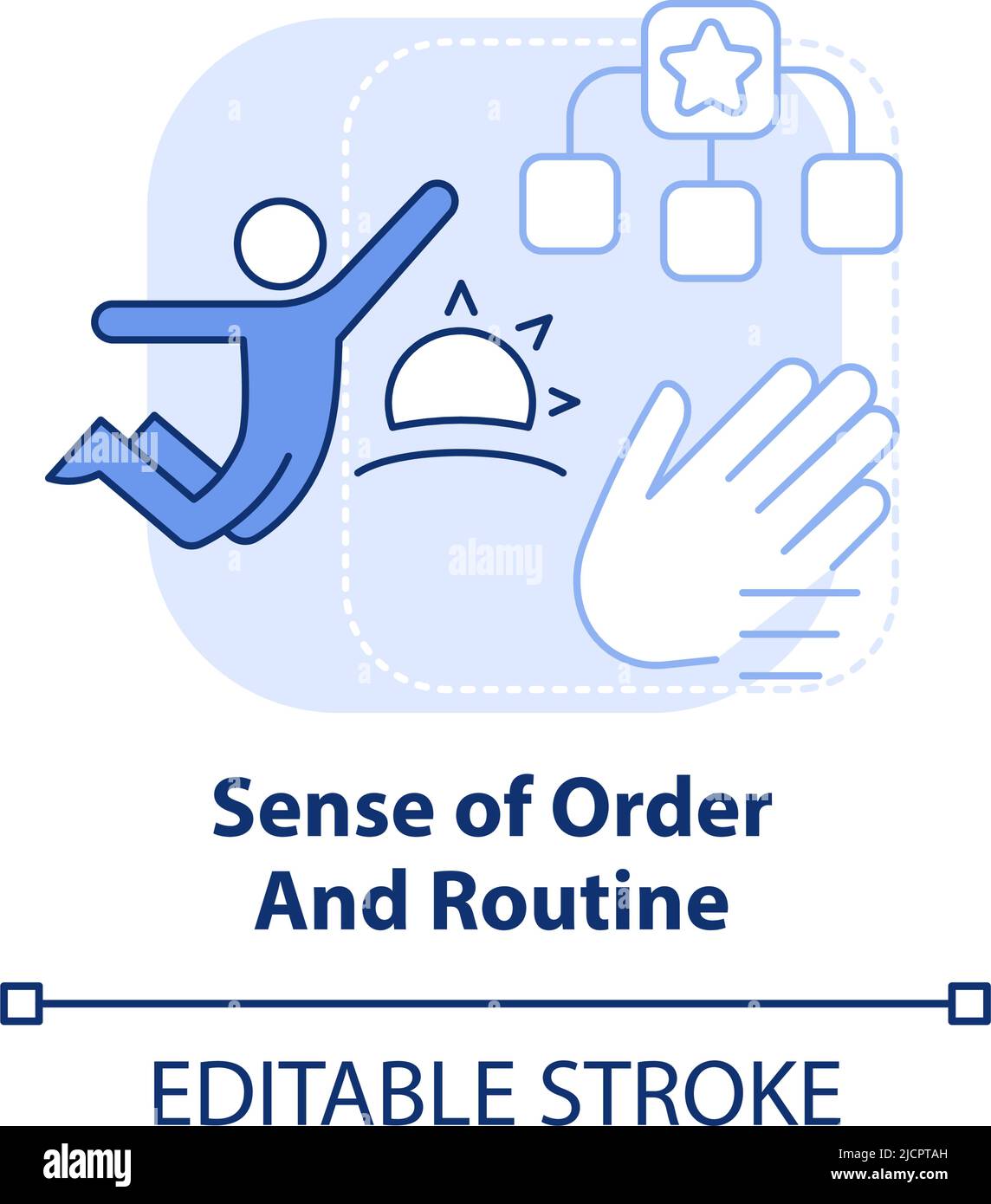 Sense of order and routine light blue concept icon Stock Vector