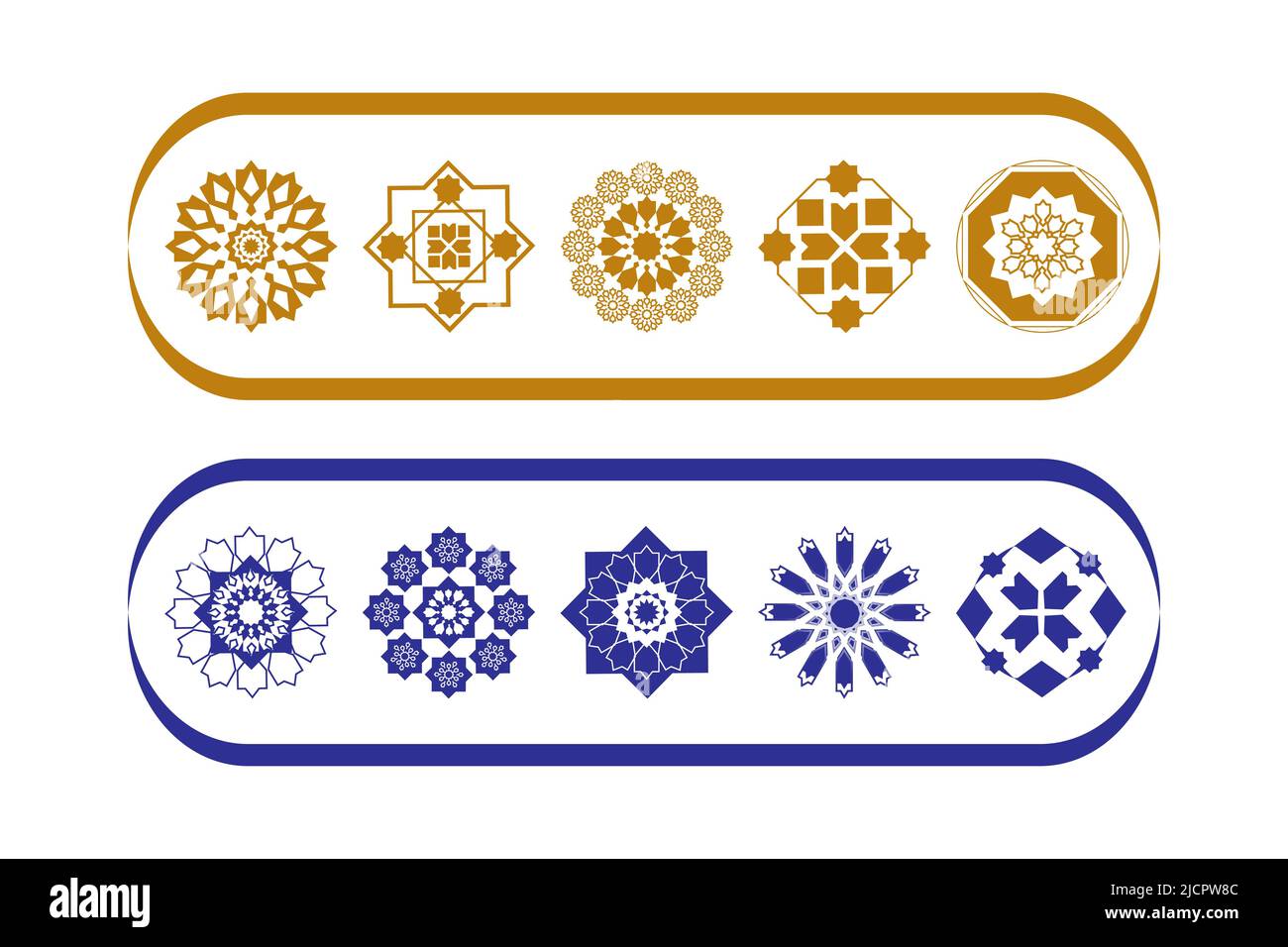 Arabic pattern abstract icon set. Rounded symbol set, vector ...