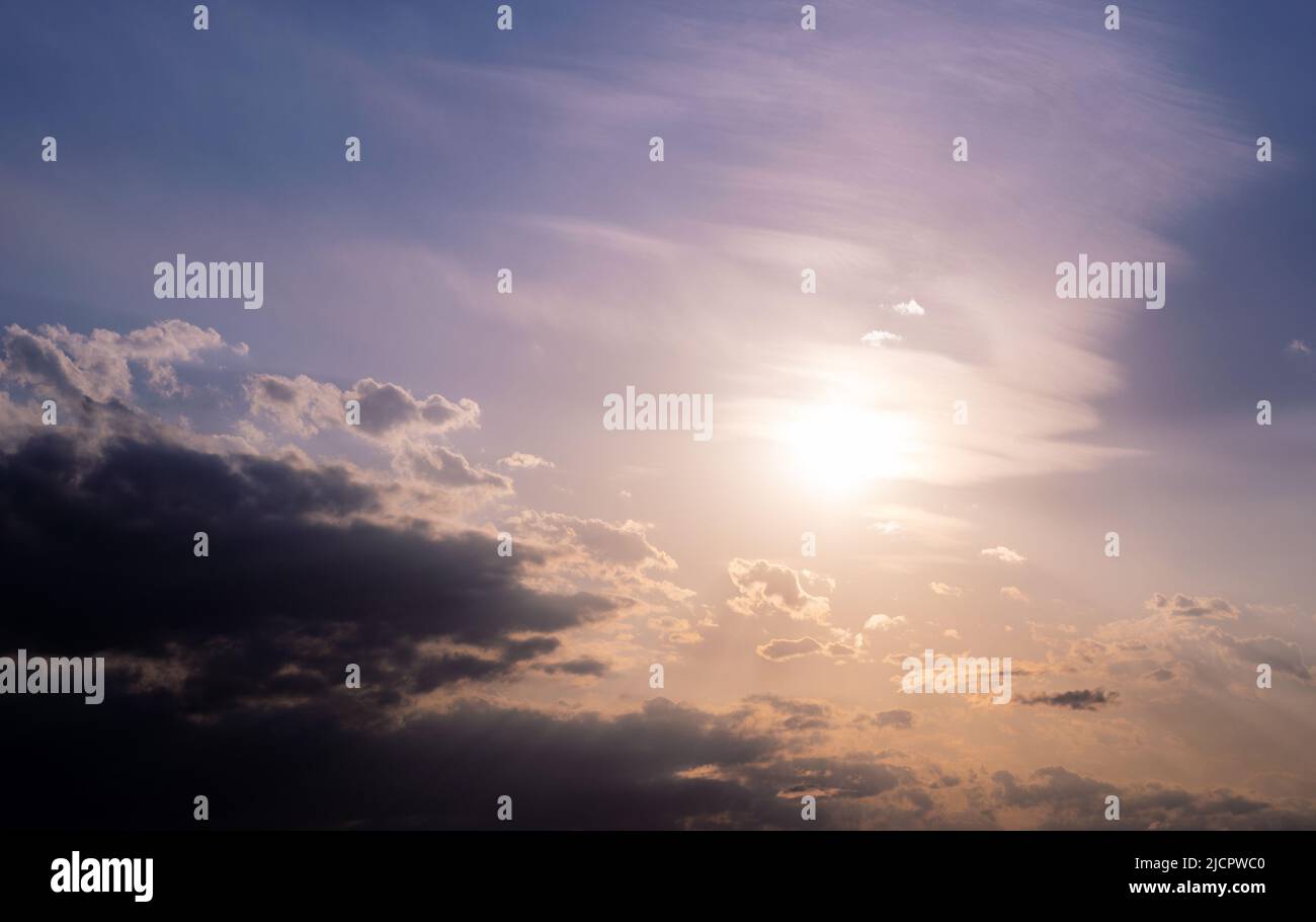 Dramatic sky with orange clouds. Nature background Stock Photo - Alamy