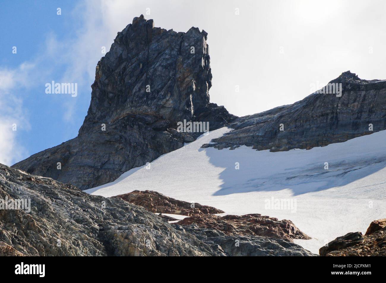 Mountain peaks covered with snow Stock Photo - Alamy