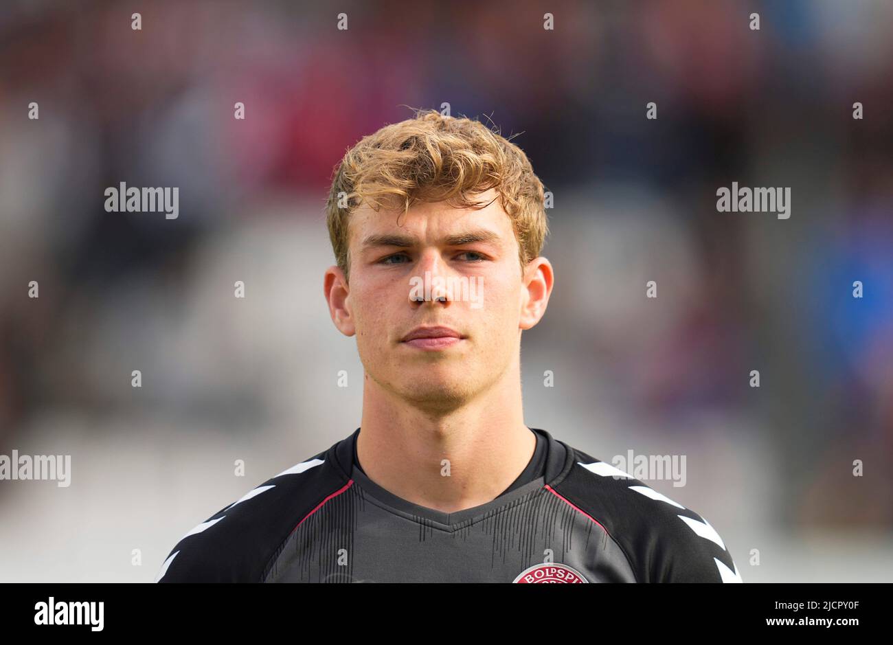 Vejle Stadium, Vejle, Denmark. 14th June, 2022. Mads Hermansen of Denmark before Denmark against Turkey, UEFA U21 EURO Qualfication at Vejle Stadium, Vejle, Denmark. Ulrik Pedersen/CSM/Alamy Live News Stock Photo