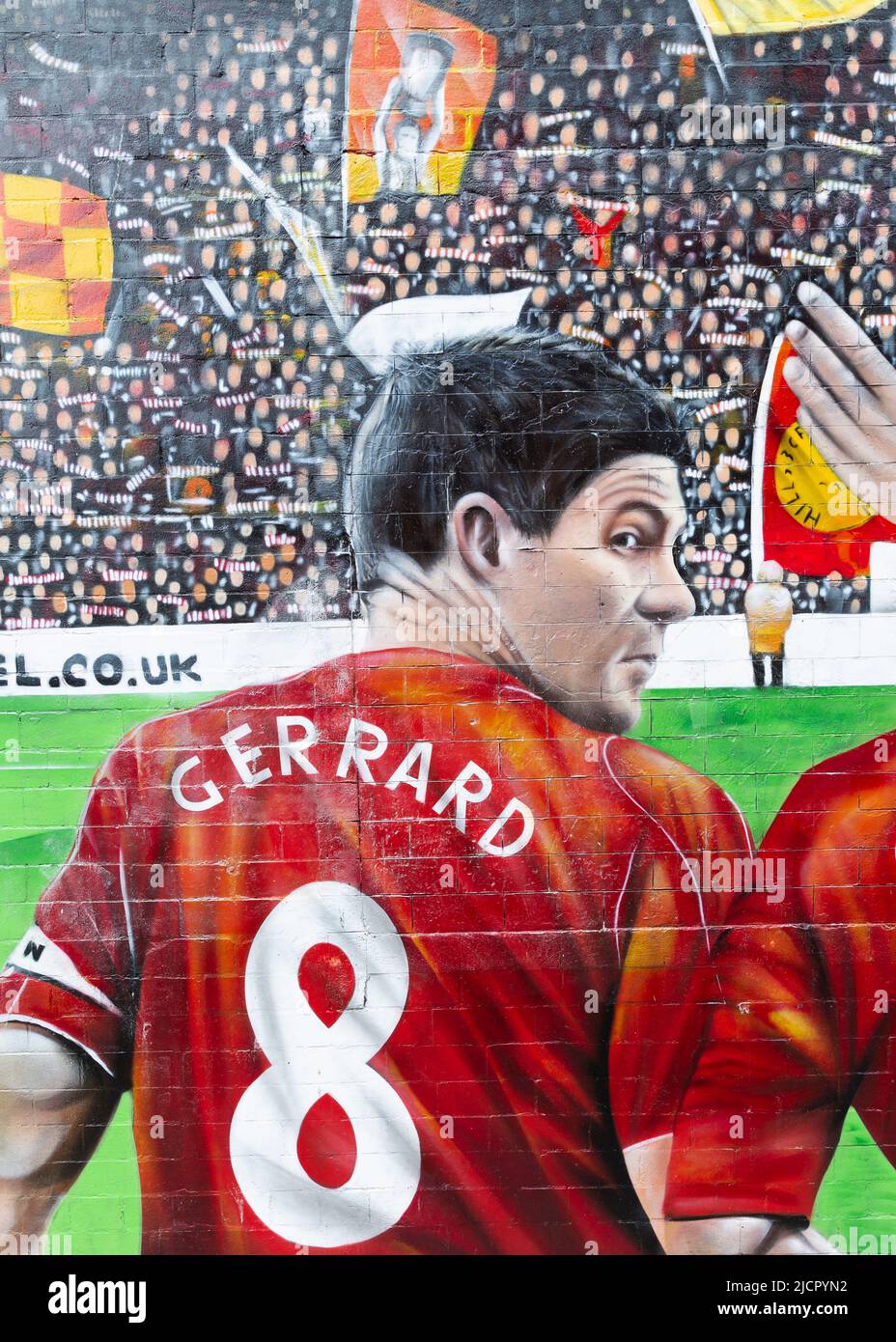 Liverpool FC mural featuring Steven Gerrard, Anfield, Liverpool, England, UK Stock Photo