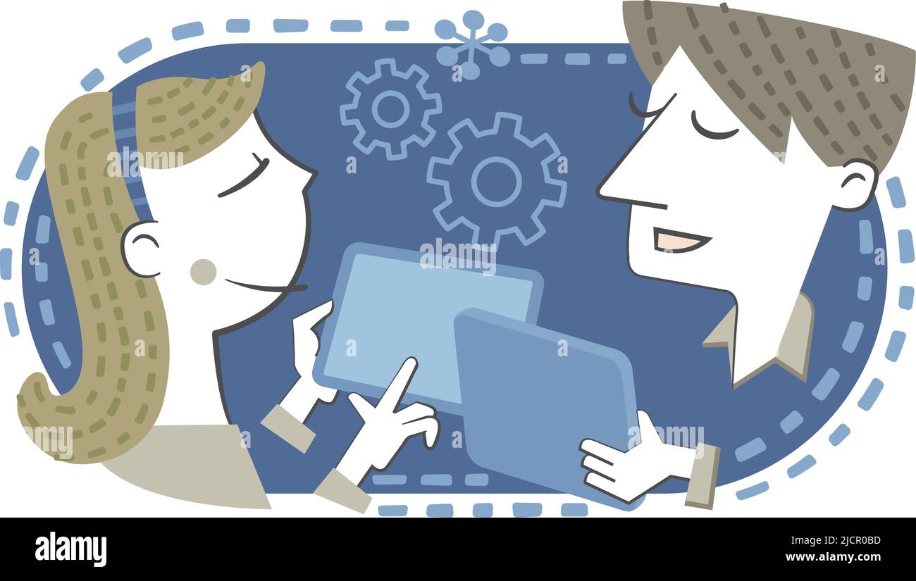 Banner man woman tablet Stock Vector Images - Alamy