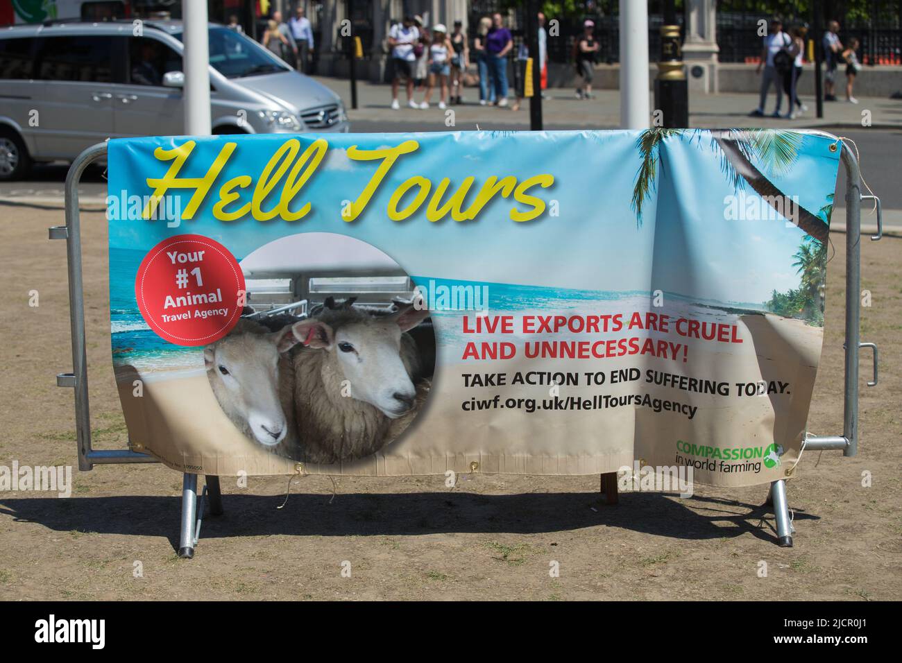 London uk 14th june 2022 protest against live animal exports sign Stock Photo