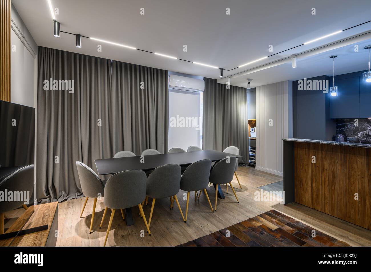 Luxury living room and kitchen in studio apartment Stock Photo Alamy