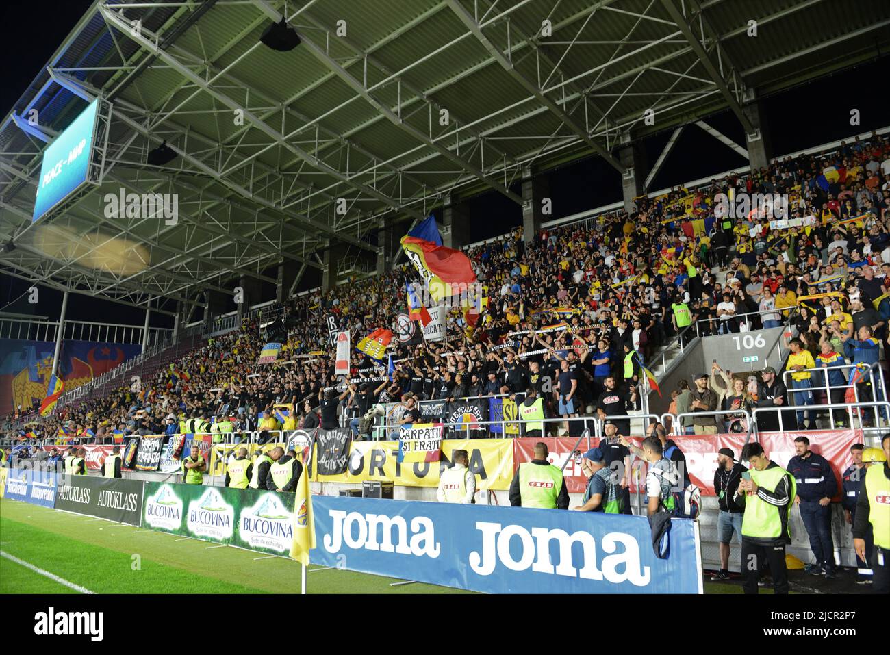 Romanian Spectators during UEFA Nations League game between Romania and Montenegro , 14.06.2022, Stadion Giulesti , Bucharest , Cristi Stavri Stock Photo