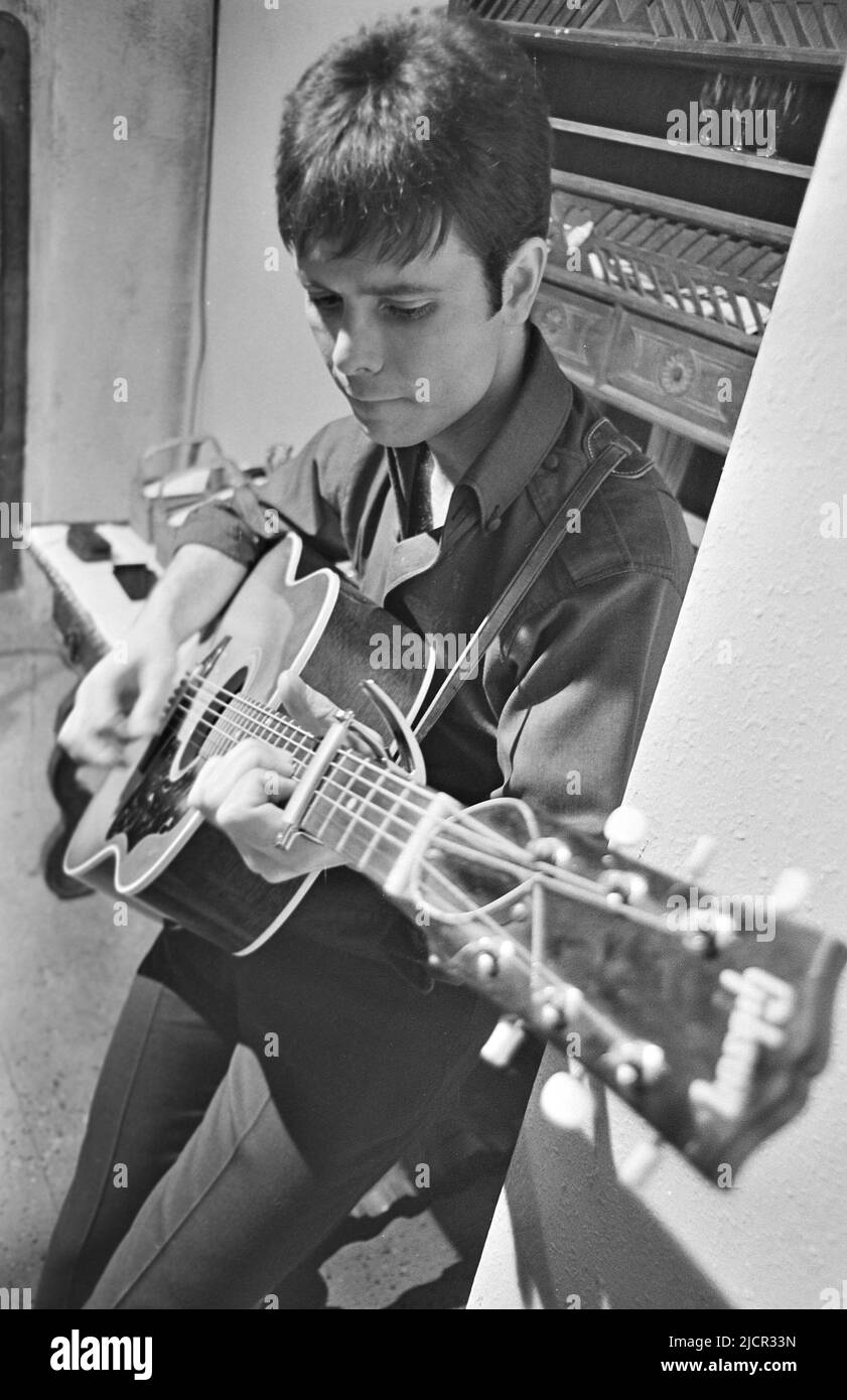 CLIFF RICHARD UK pop singer and film actor recording in May 1966. Photo: Tony Gale Stock Photo