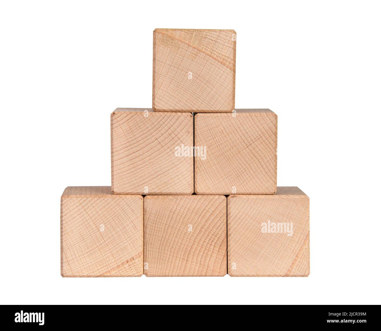 Wooden cubes brick construction for creative text isolated on the white background Stock Photo