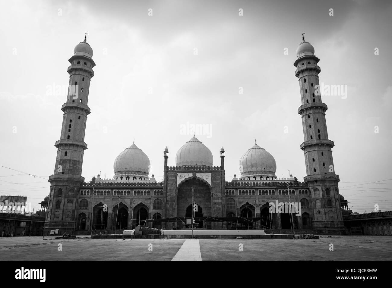Taj Ul Masajid, Bhopal, Madhya Pradesh, India. Black And White. Stock Photo