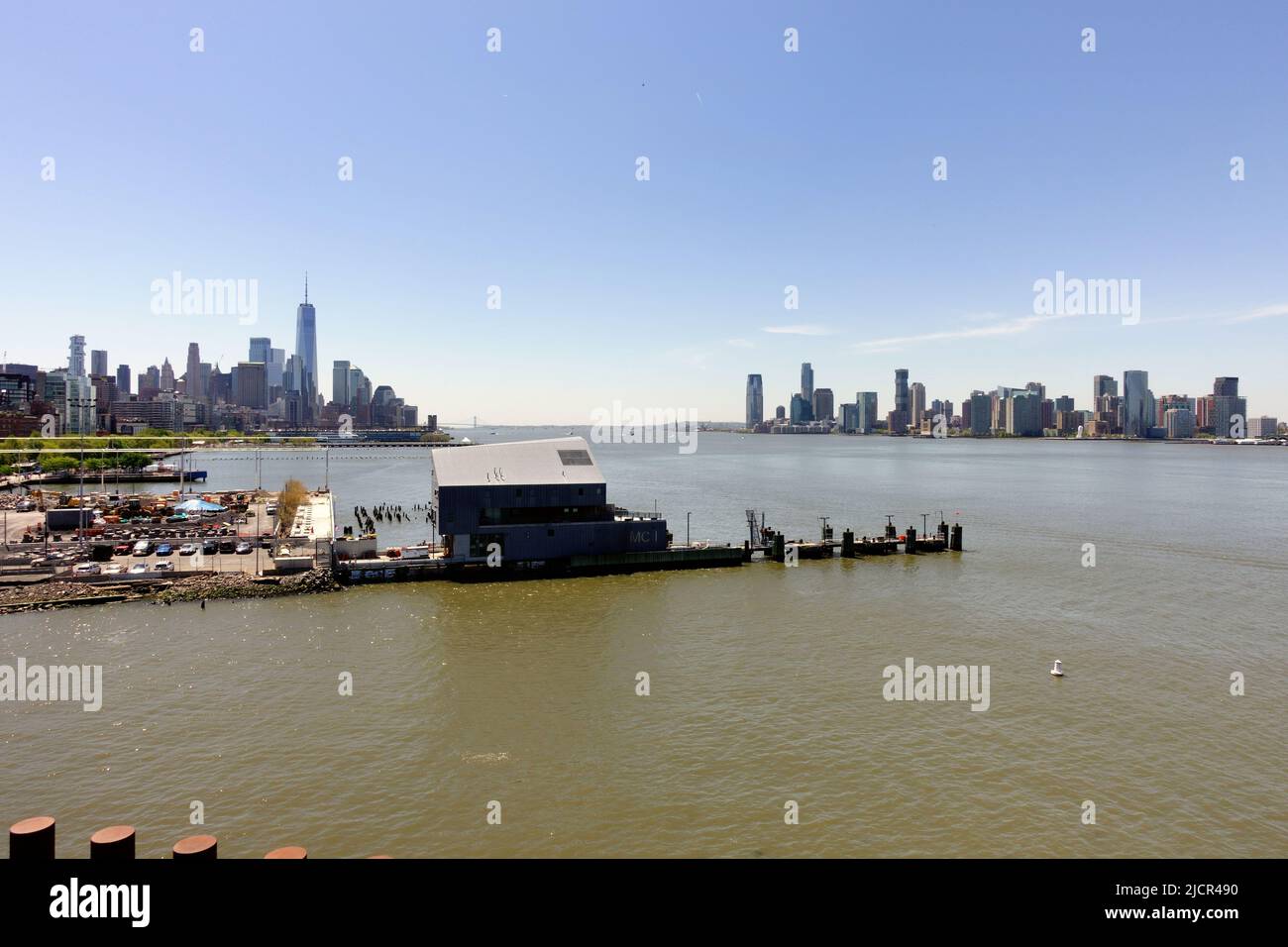 New York skyline across the Hudson River Stock Photo