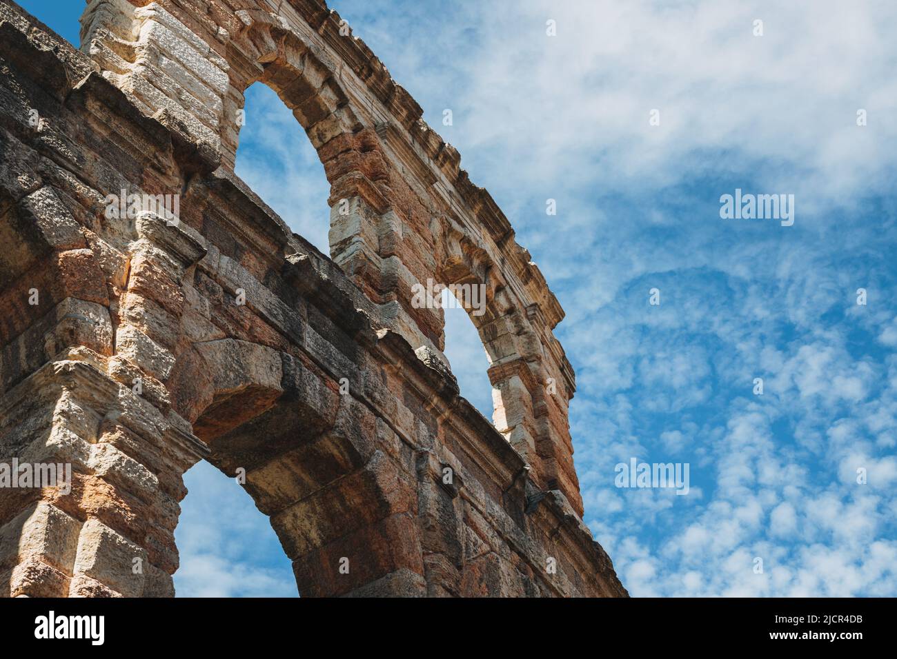 Amazing view of Verona Arena in a blue sky. A Roman amphitheatre in ...