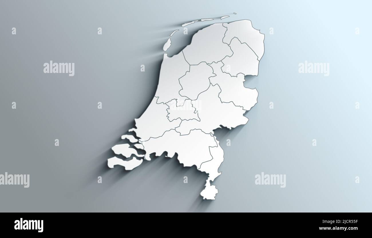 Geographical Map of Netherlands with Provinces with Regions with