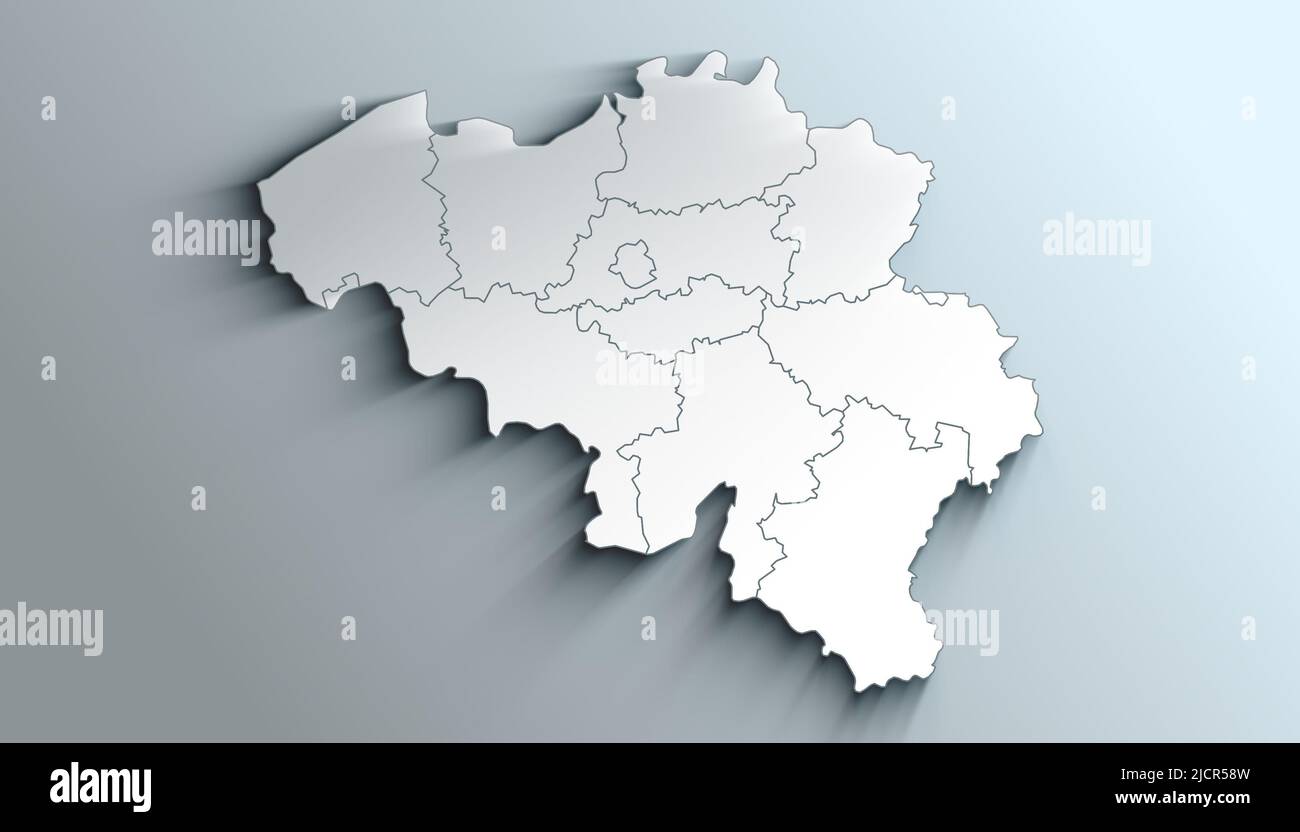 Geographical Map of Belgium with Provinces with Regions with Shadows