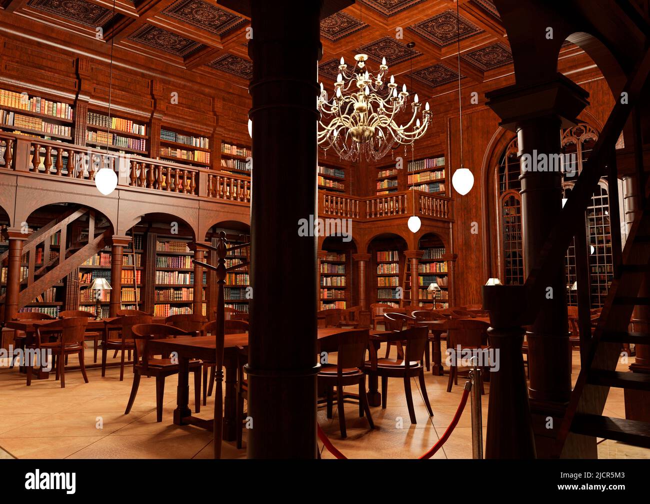 3D rendering of an old library interior Stock Photo - Alamy