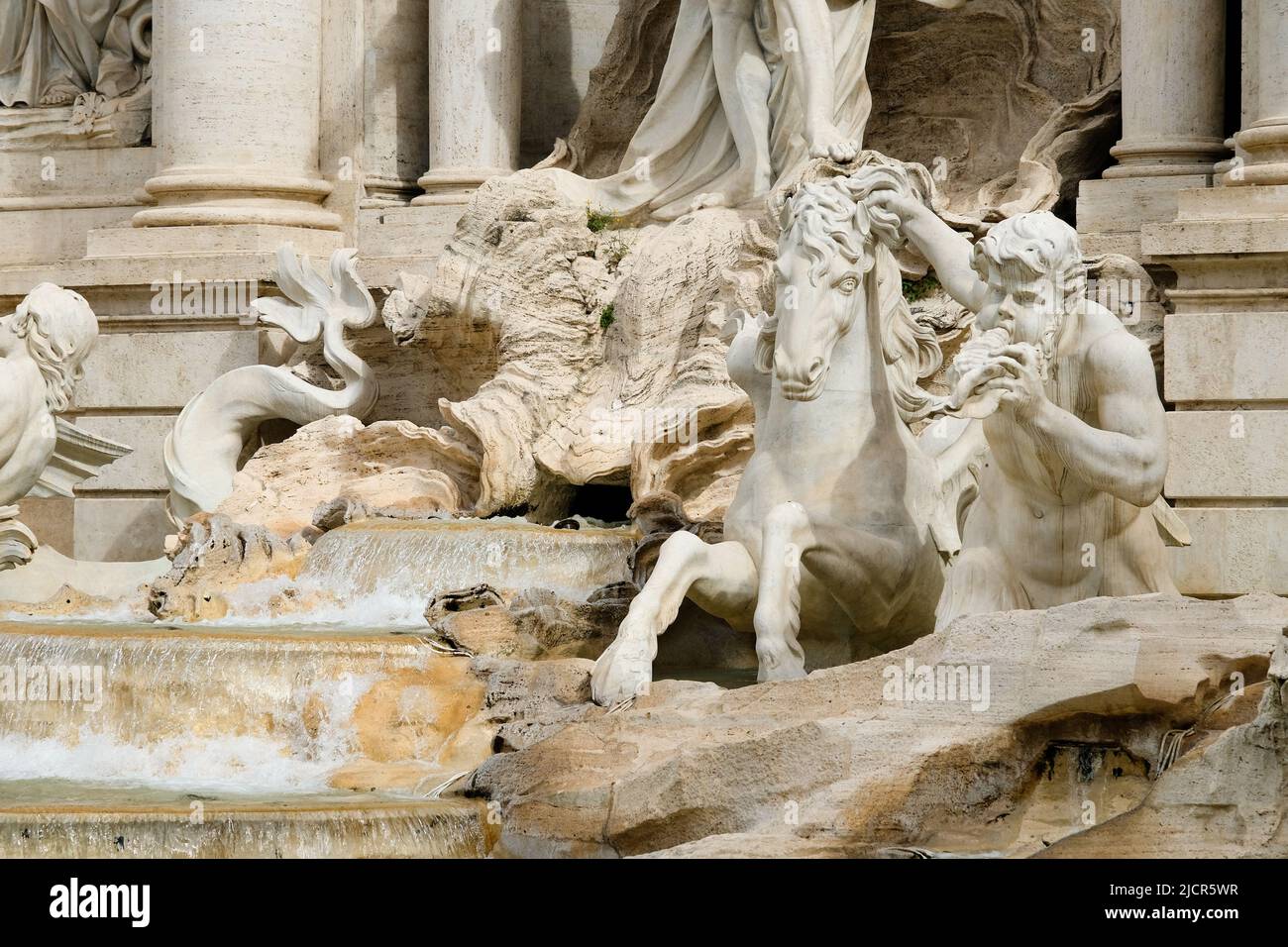 Rome, Italy - June 5, 2022: Detailed image of Trevi Fountain in Rome. Stock Photo