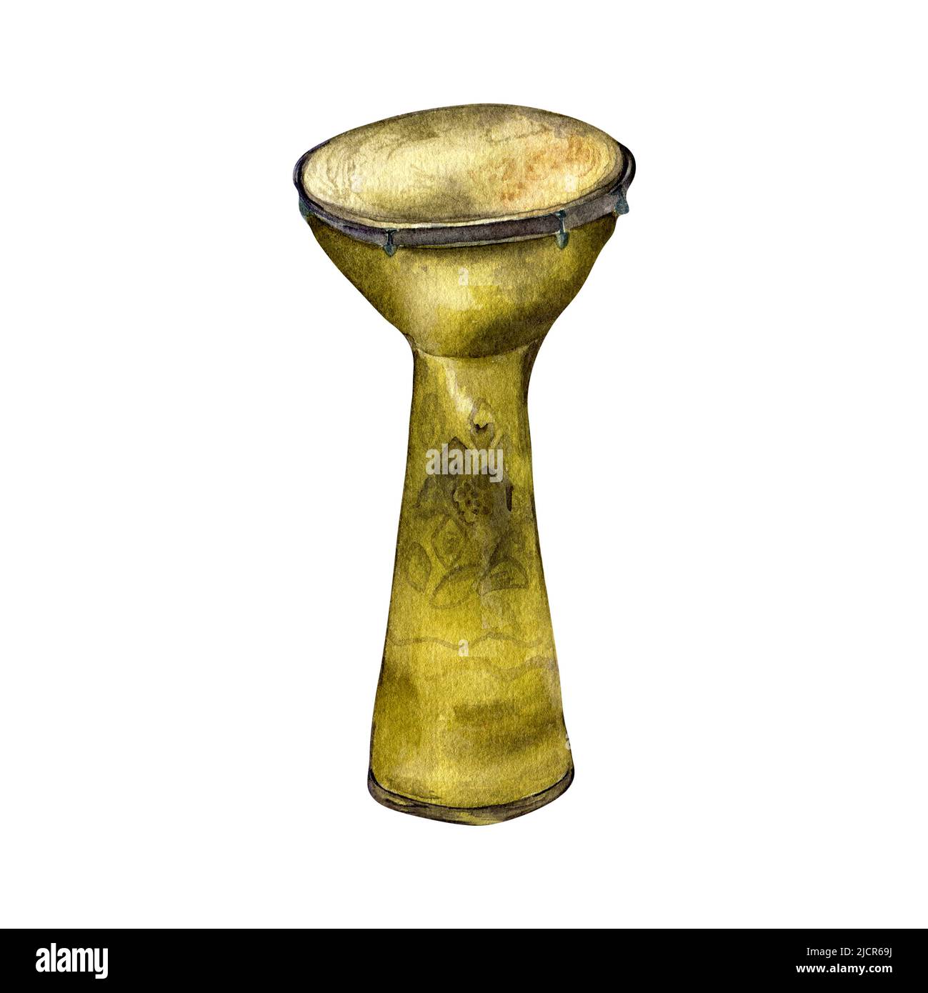 Conga percussion musical instrument watercolor illustration isolated