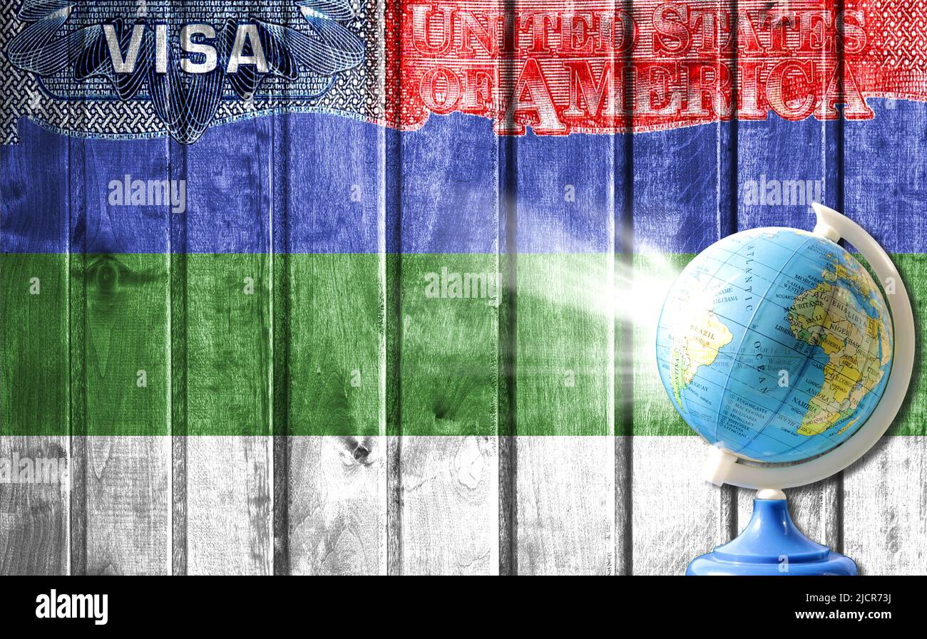 United States Of America Visa Document Flag Of Komi And Globe In The Background The Concept Of united-states-of-america-visa-document-flag-of-komi-and-globe-in-the-background-the-concept-of