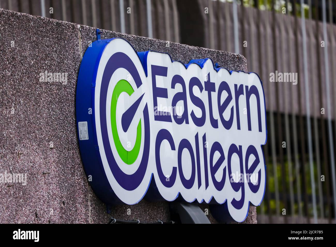 Eastern College banner. It is one of largest career colleges offers courses in Business, Technology, Health. HALIFAX, NOVA SCOTIA, CANADA - JUNE 2022 Stock Photo