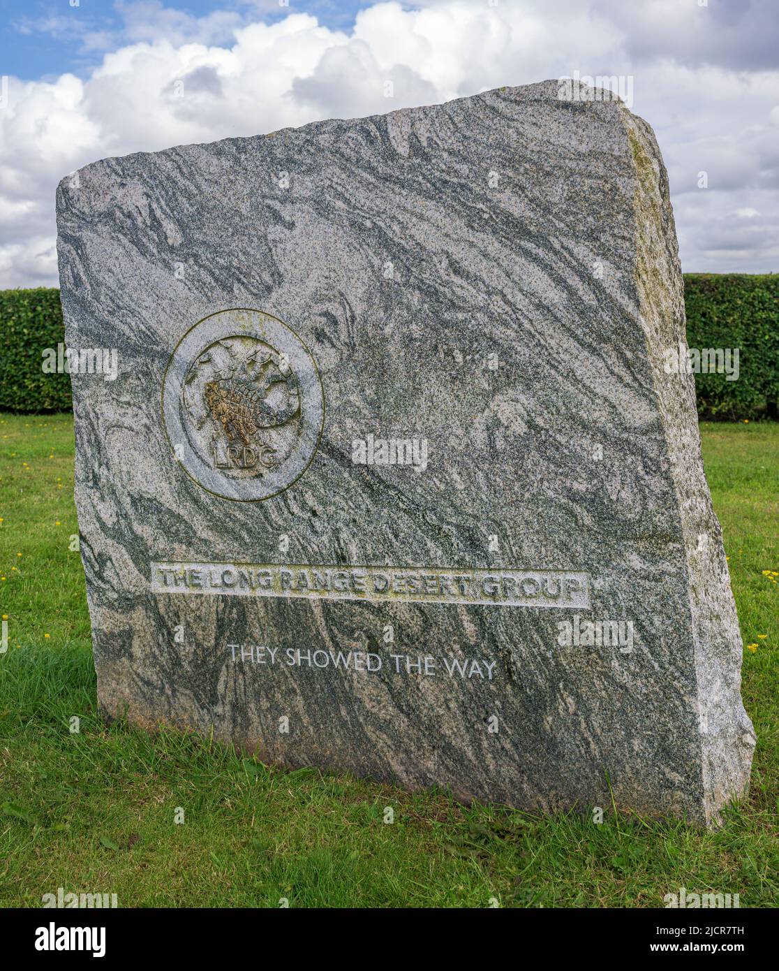 Doune, Perthshire, Scotland – Memorial to the WW2 Long Range Desert Group, at David Stirling Memorial Stock Photo