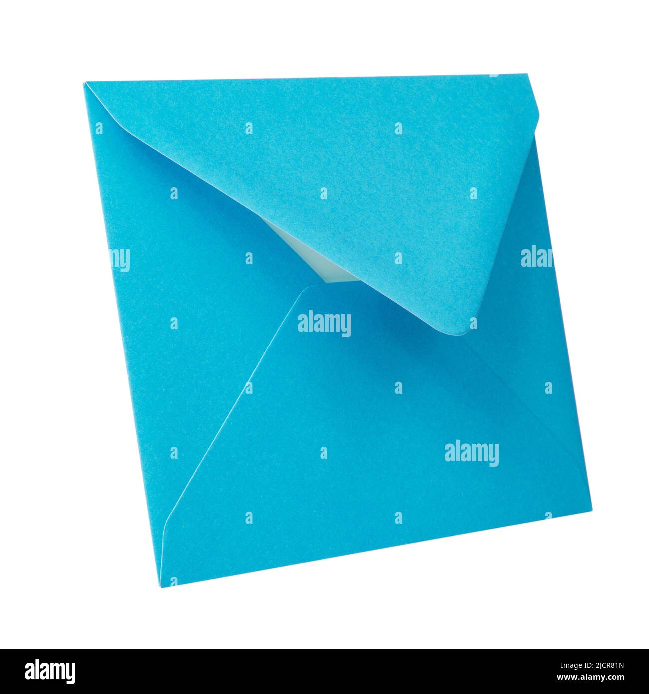 Blue paper envelope postcard isolated on the white background Stock Photo