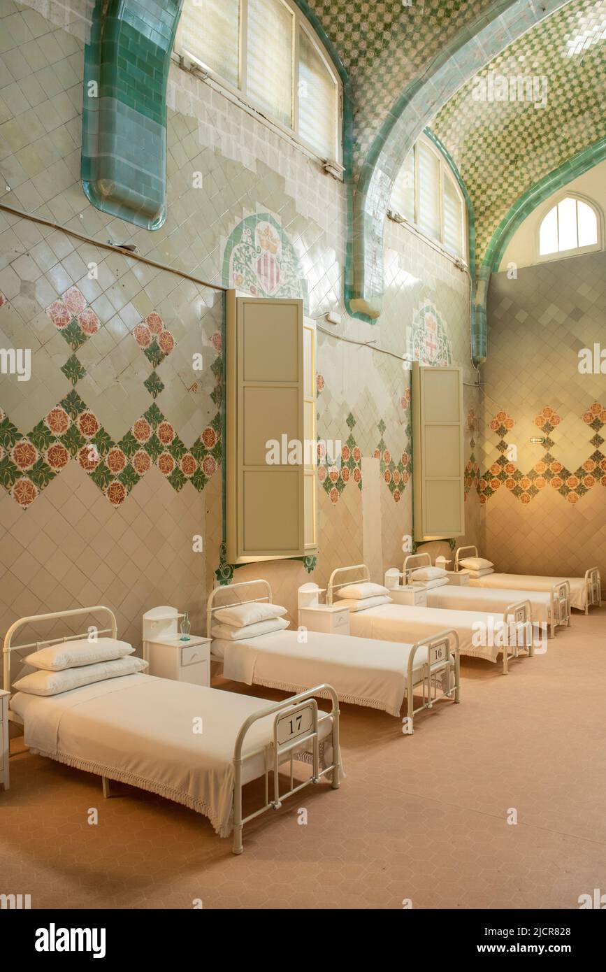 Interior of Hospital de Sant Pau in Barcelona, Spain Stock Photo