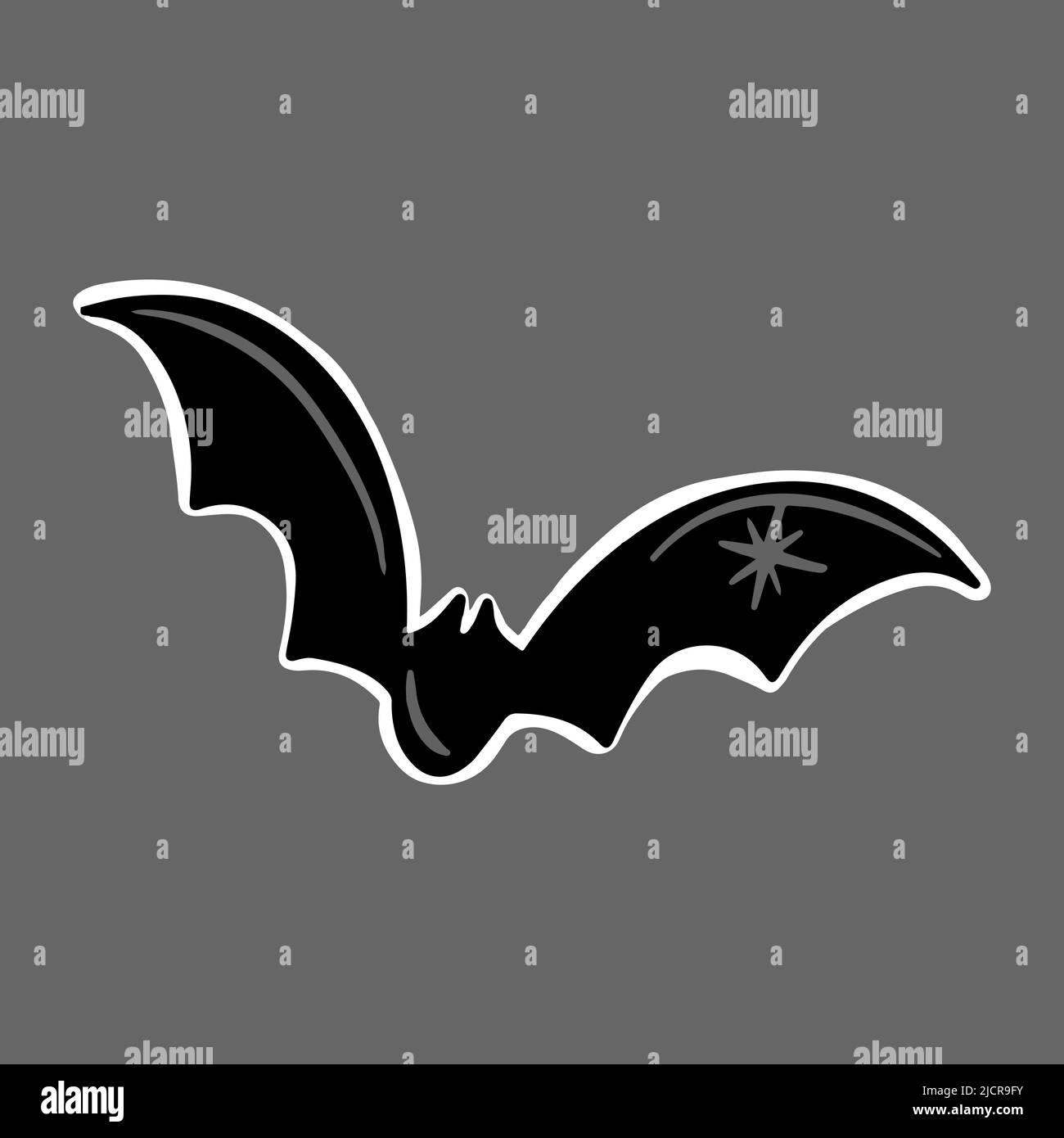 Vector Cute Halloween sticker. Black bat with sequined wings Stock ...