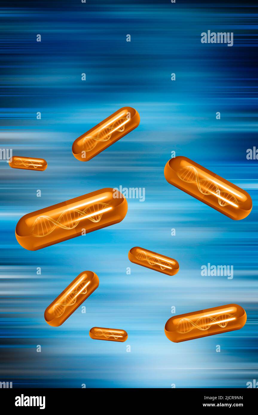 pills of DNA, concept for DNA-based supplements Stock Photo