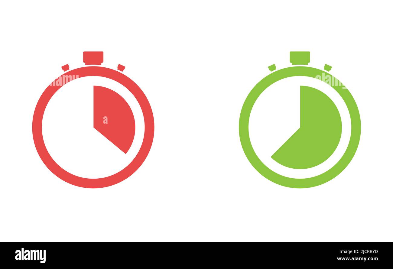 Red and green Stopwatch vector icons. Sport and competition equipment ...