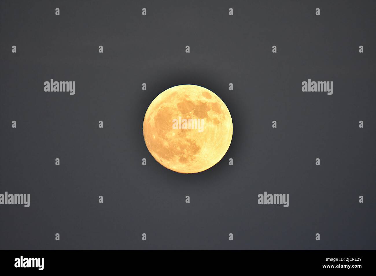 A view of the strawberry full moon in Marseille. The June full moon