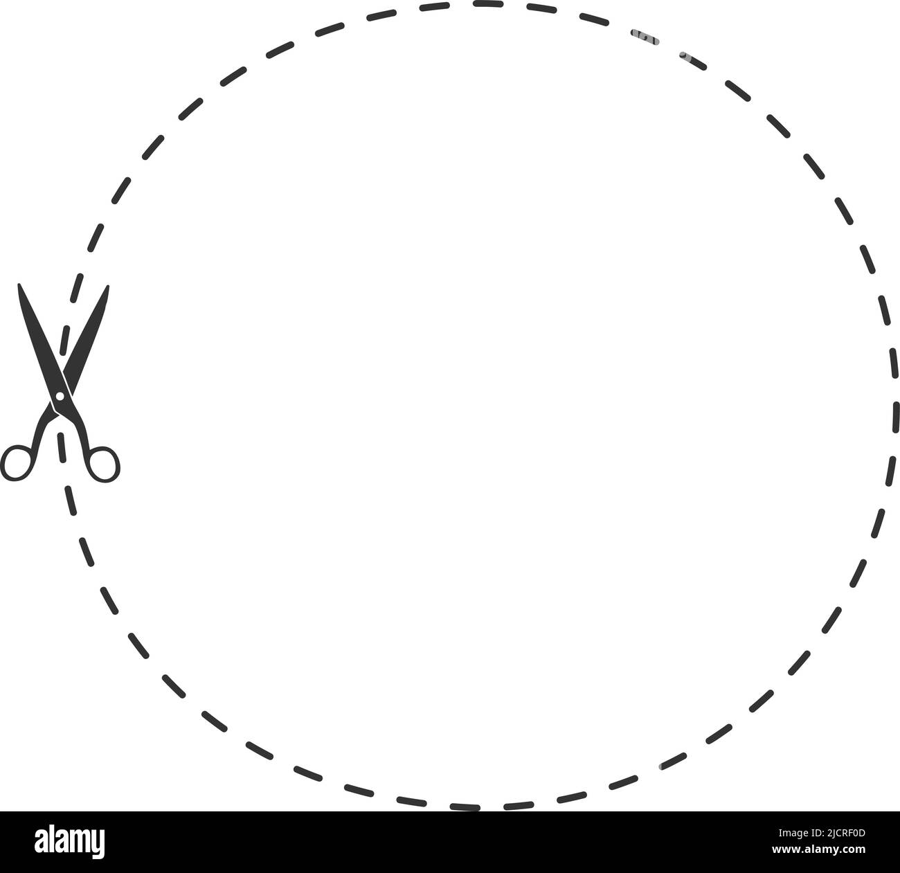 circular dashed cut out line with scissors, coupon border template vector illustration Stock Vector