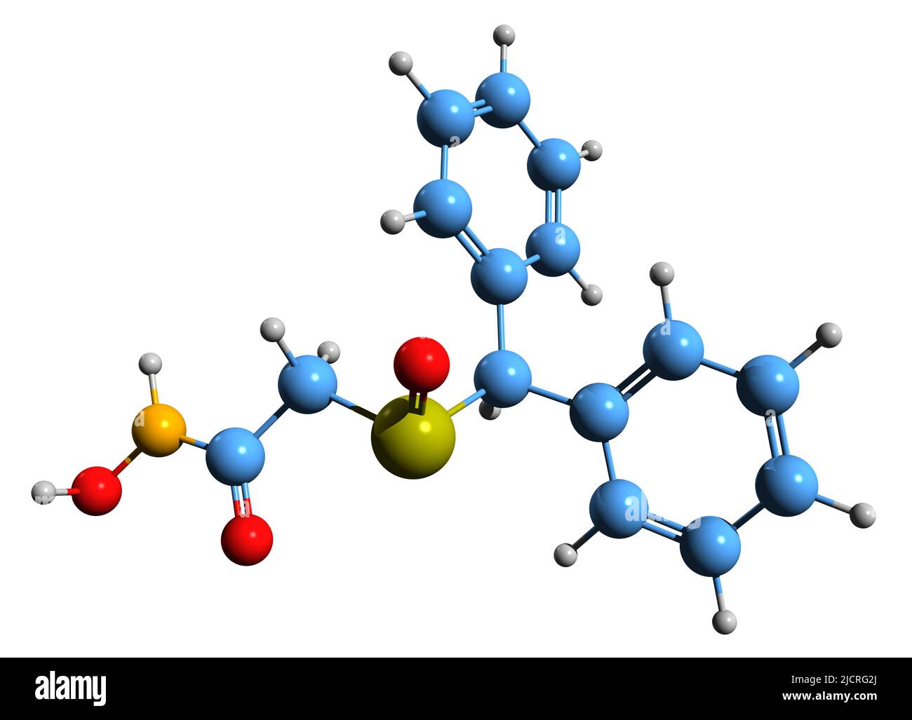 3D image of Adrafinil skeletal formula - molecular chemical structure of  wakefulness-promoting medication isolated on white background Stock Photo