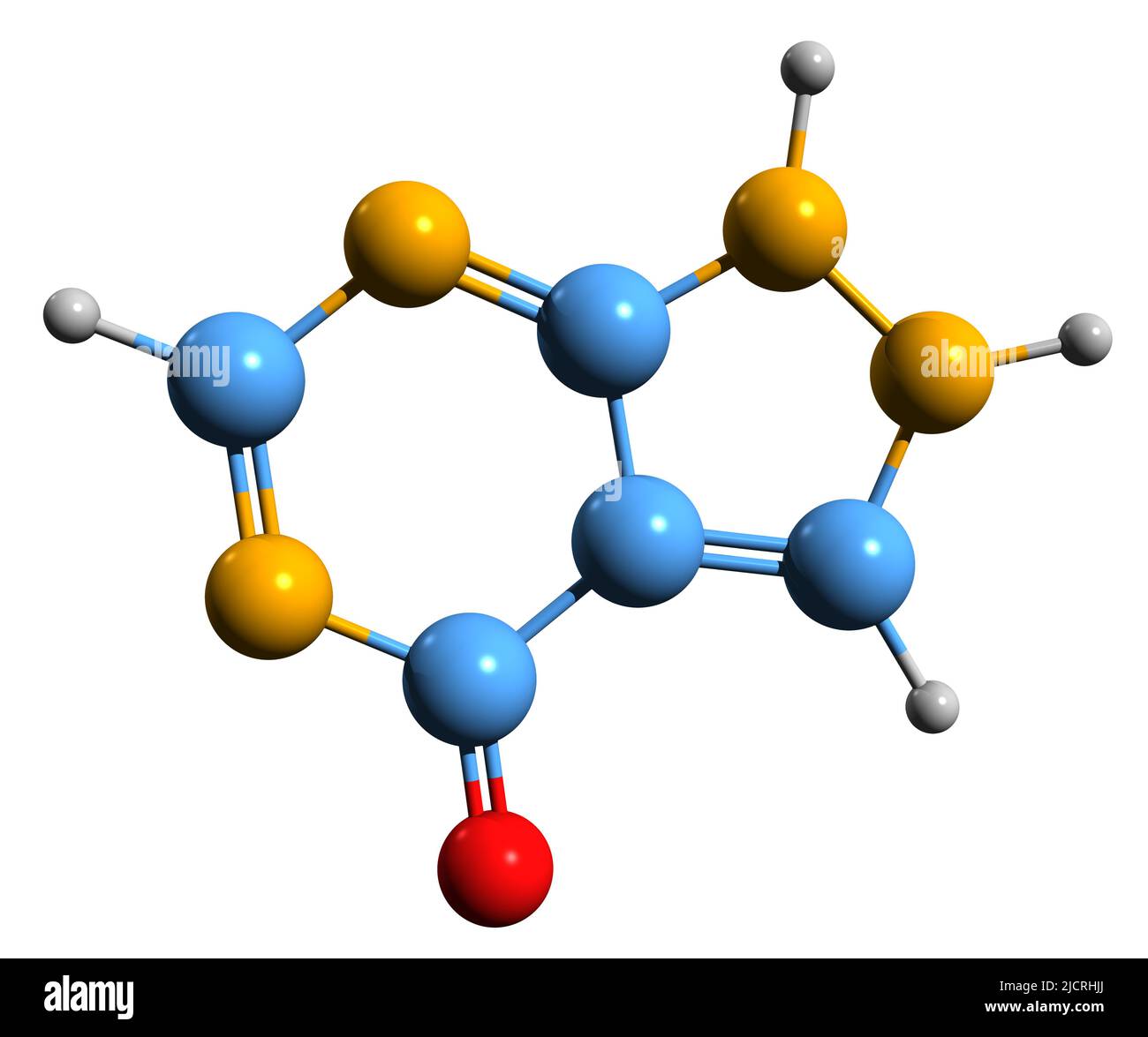 3D image of Allopurinol skeletal formula - molecular chemical structure of hyperuricemia medication isolated on white background Stock Photo