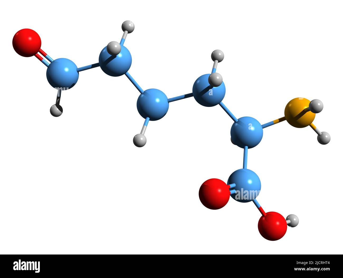 3D image of Allysine skeletal formula - molecular chemical structure of derivative of lysine isolated on white background Stock Photo