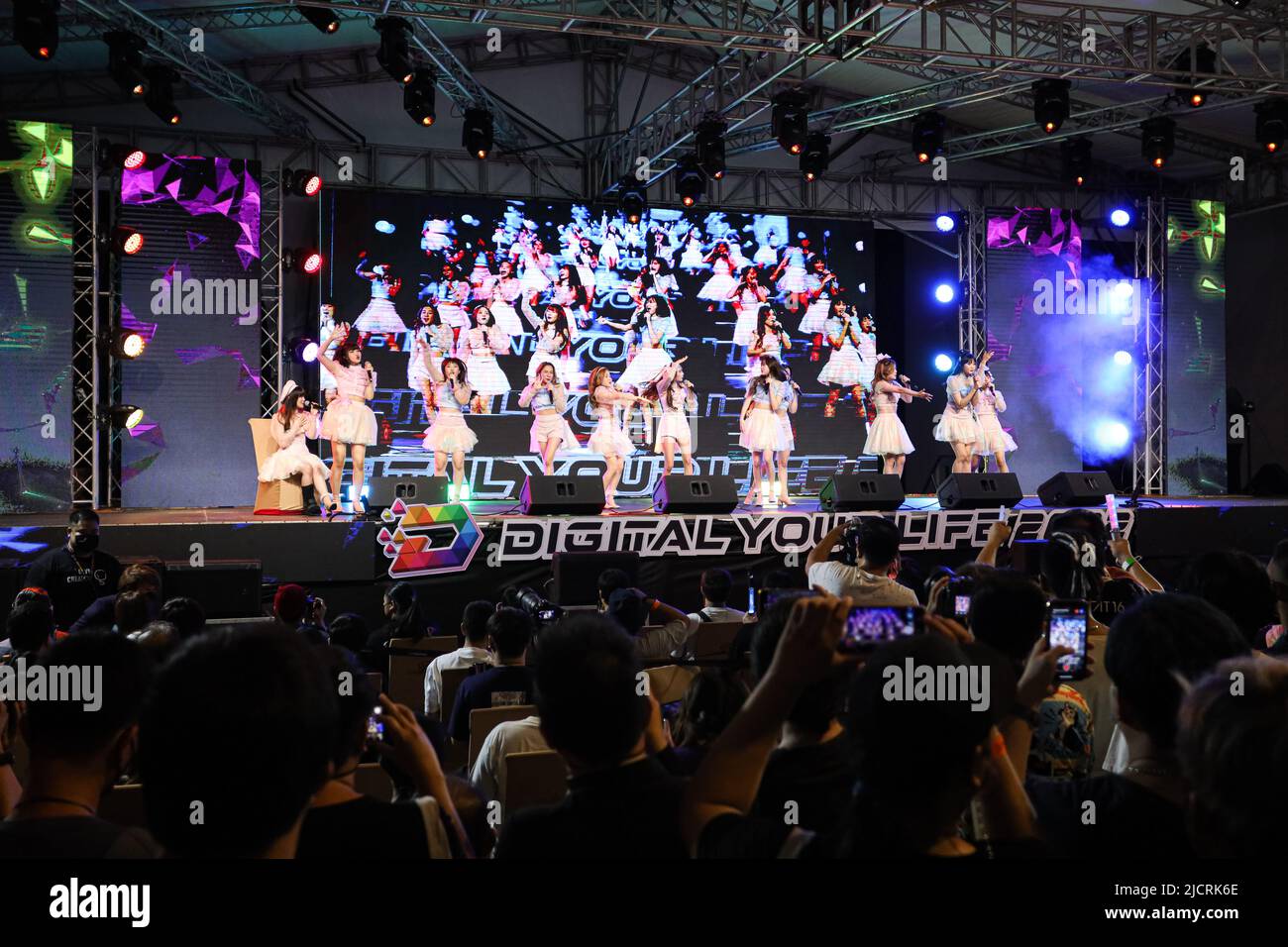 Bangkok, Thailand. 12th June, 2022. (6/12/2022) Fans of Sweat16 cheer and encourage idol group members by waving lightsticks, shooting mixes, and singing along with the song, receiving such culture from cheering for idol groups in Japan. (Photo by Adirach Toumlamoon/Pacific Press/Sipa USA) Credit: Sipa USA/Alamy Live News Stock Photo