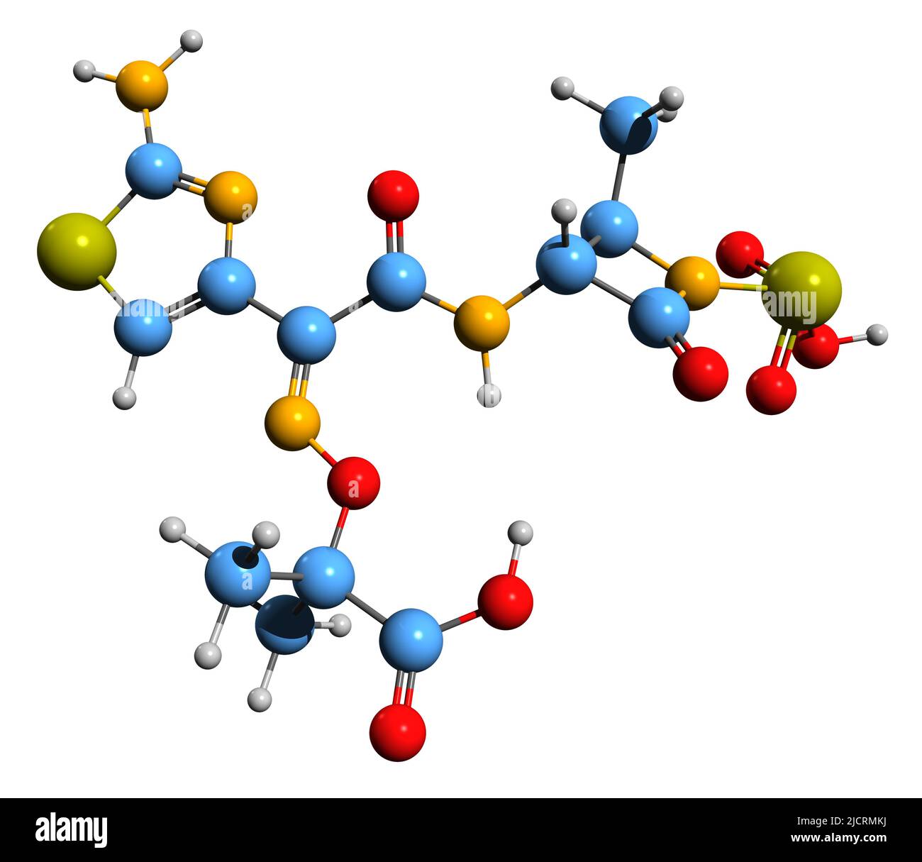 3D image of Aztreonam skeletal formula - molecular chemical structure of antibiotic isolated on white background Stock Photo