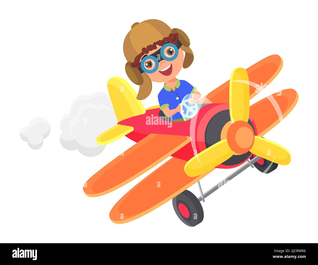 Cute little boy flying in airplane isolated cartoon vector illustration  Stock Vector Image & Art - Alamy