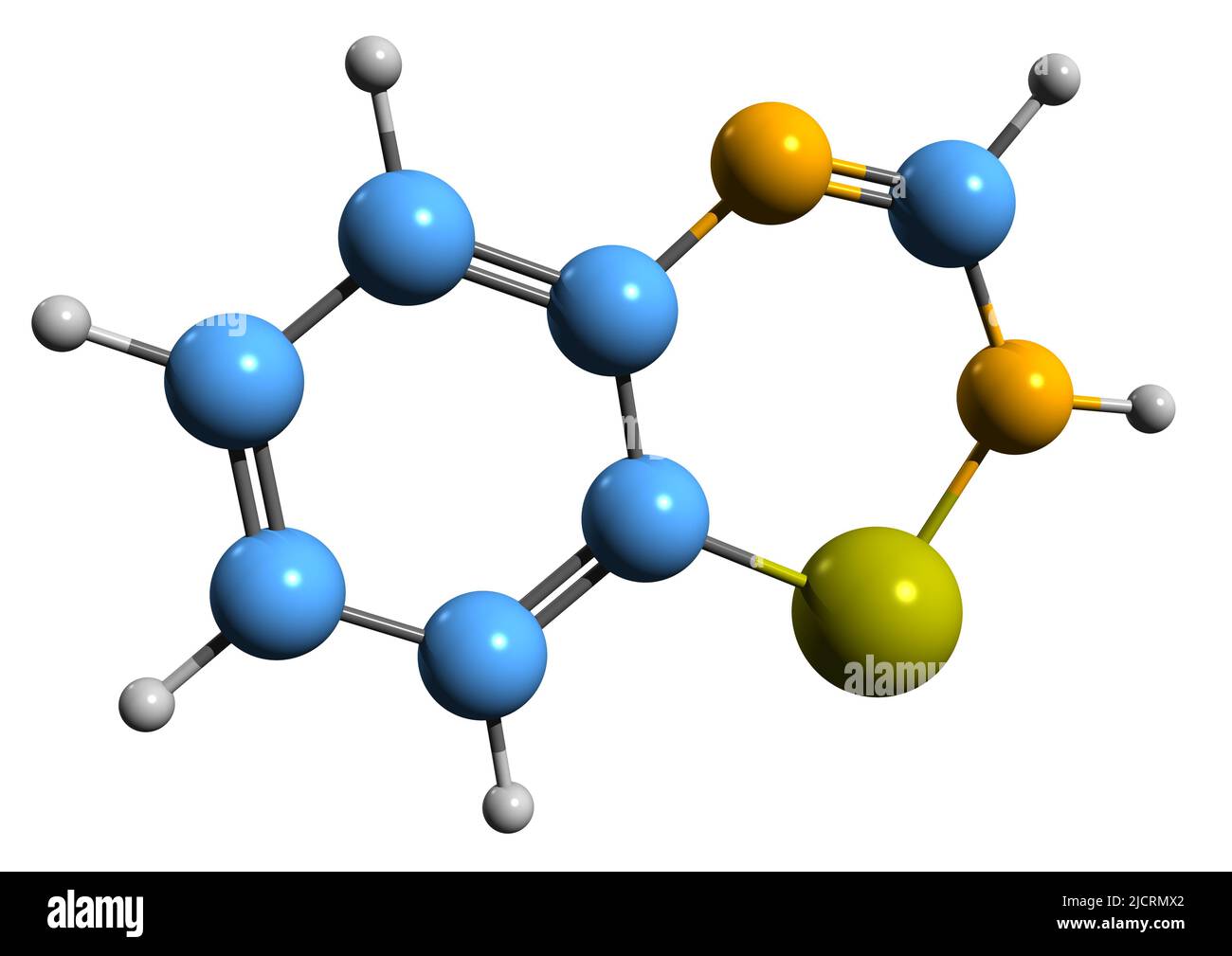 3D image of Benzothiadiazine skeletal formula - molecular chemical structure of benzene derivative isolated on white background Stock Photo