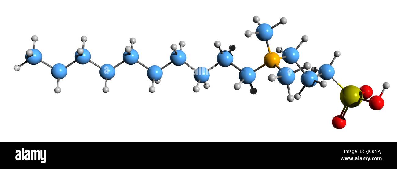 3D image of Capryl Sultaine skeletal formula - molecular chemical structure of surfactant isolated on white background Stock Photo