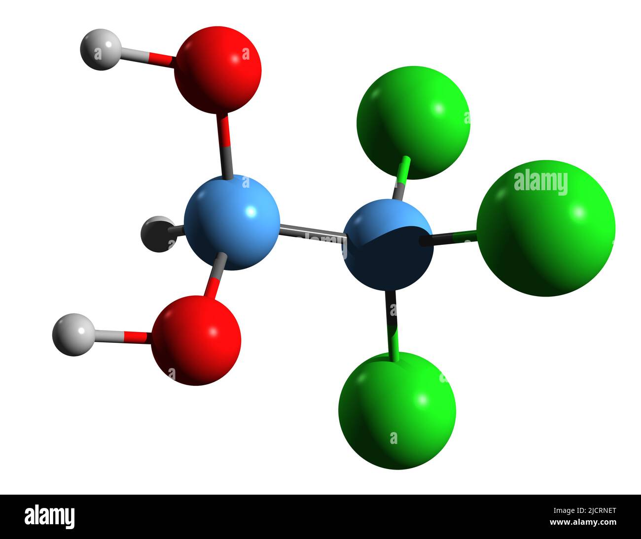 3D image of Chloral hydrate skeletal formula molecular chemical